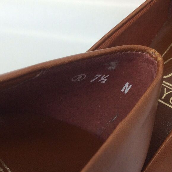 Joyce Vintage Pointed Toe Pump Heels Women’s Size 7.5 N Brown/Cognac Leather - Picture 2 of 12